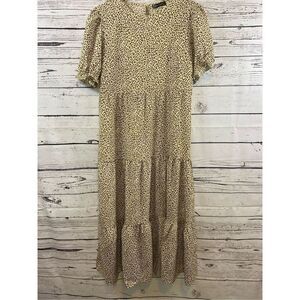￼ Pretty garden, leopard print, long dress size medium